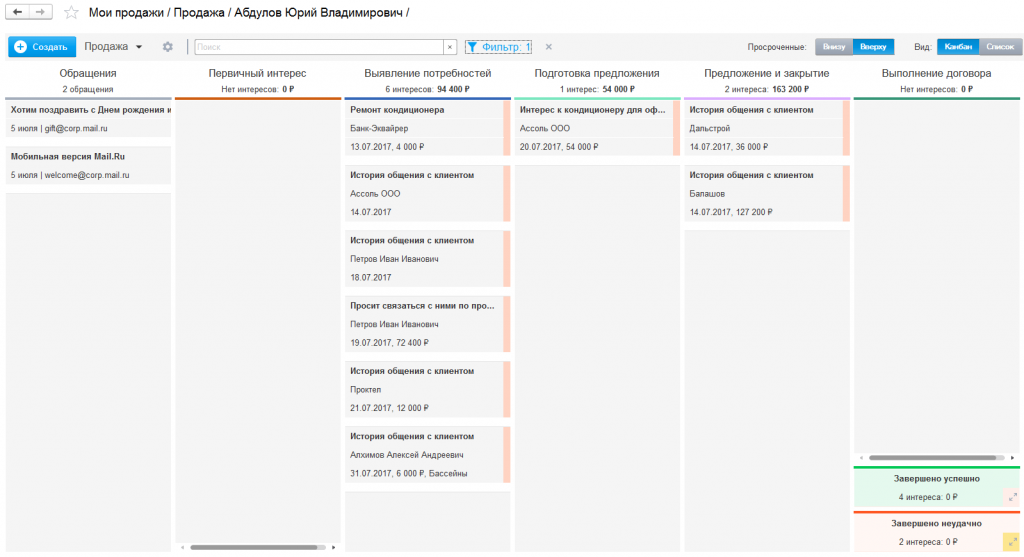 Управление сделками и продажами в 1C:CRM
